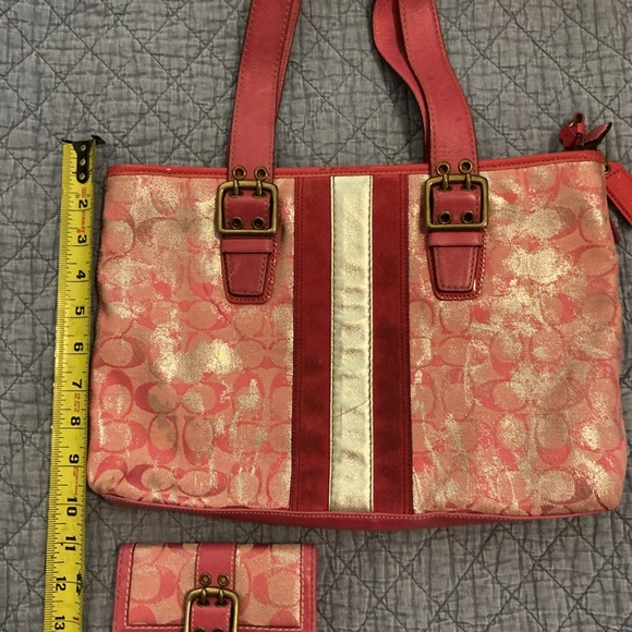 COACH 2005 Rare Vintage Pink & Silver Tie Dye Metallic Tote & Wallet Set Y2K - Picture 11 of 16